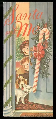 Vintage Santa And Me Christmas Photo & Holder CHILDREN DOG & CAT PEEK CANDYCANE • $6.96