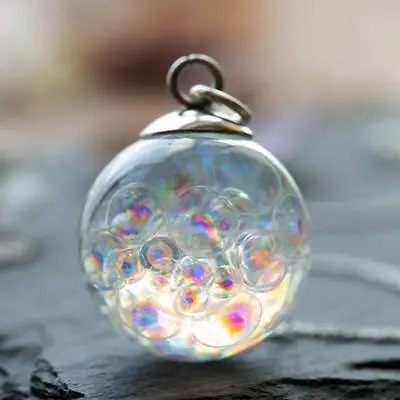 $1.89 • Buy Colorful Bubbles Glass Round Ball Resin Pendant Chain Jewelry Necklace V1K1