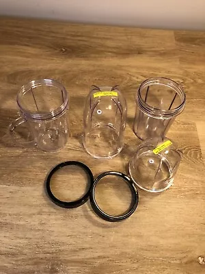 Magic Bullet Blender Parts Replacements Tall & Short Cup With Rings Lot 6 Pieces • $14.99