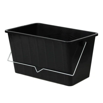 £6.95 • Buy 15L Black Paint Scuttle With Metal Handle Large Rollers Plastic Ribbed Bucket