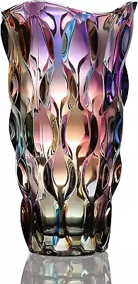 Crystal Glass Colorful VaseFlower Vase Decor For Home Dining Table Living Room • $42.99