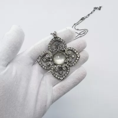 Mariana Flower Rhinestone Pendant Necklace 28 To31  Silver Tone Statement Boho * • $37.99