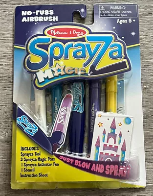 Melissa & Doug Sprayza Magic No Fuss Airbrush 3 Pens 1 Activator Castle Stencil • $16.95