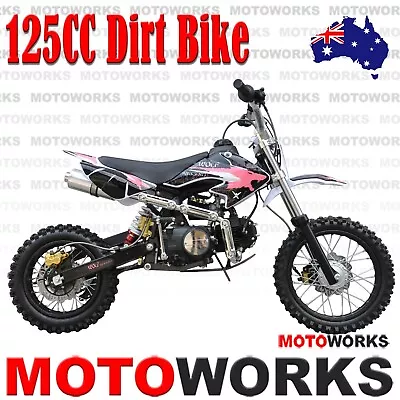 MOTOWORKS 125CC DIRT TRAIL PIT MOTOR 2 WHEELS PRO BIKE Kick Start Pink • $899