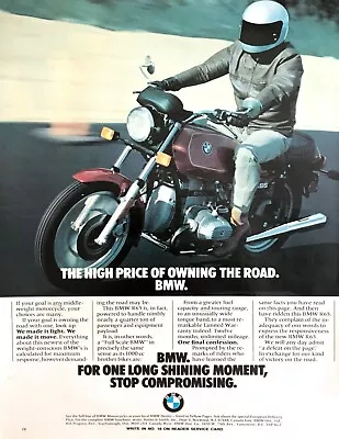 1980 BMW R65 Motorcycle Photo  High Price Of Owning The Road  Vintage Print Ad • $8.79