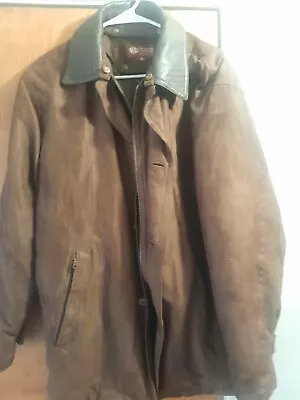 Wilsons Brown Micro Suede Leather Collar Jacket Fully Lined Coat Medium • $32