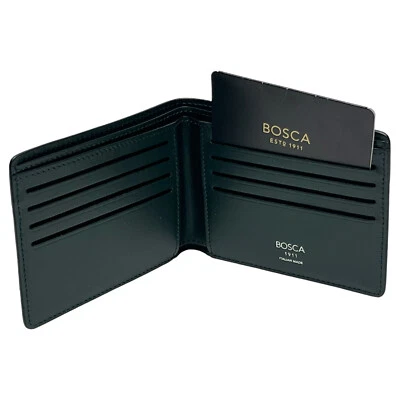 $73.99 • Buy Bosca Brand Mens Double Billfold Executive Wallet Green Leather $115