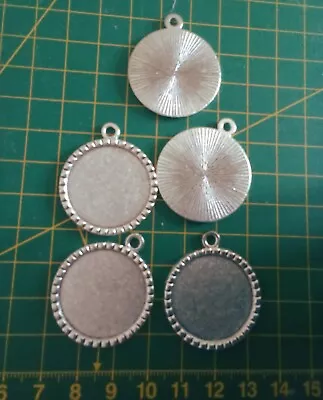 £2.15 • Buy 5 Tibetan Silver Pendant 35 X 30 Mm Cabochon Cameo 25 Mm Setting No Glass 7b Edg