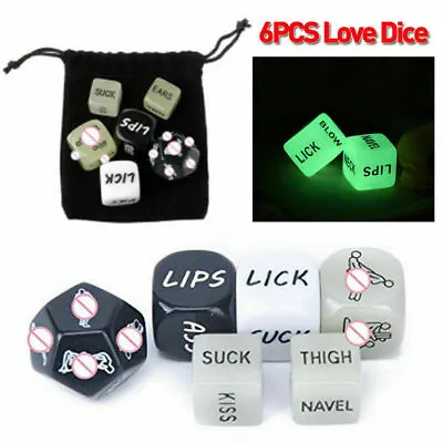 6PC Sex Dice Adult Love Games Kama Sutra Couples Gift Glow In The Dark • £5.27