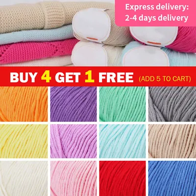 100% Cotton DK 50g Balls Double Knitting Baby Wool Washabled Crochet • £2.66