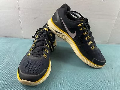 Nike Mens Running Shoes Black Yellow 10M Lunarlon Livestrong 529150-007 Sneakers • $34.82