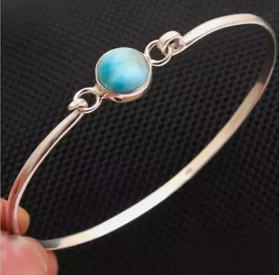 Larimar Gemstone Bangle 925 Sterling Silver Handmade Charm Bangle All Size P01 • $16.09