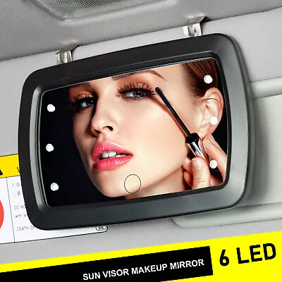 LED LIghted Car Sun Visor Vanity Mirror Clip On Universal Make Up SunshadeLight. • $9.99