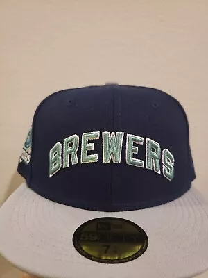 Milwaukee Brewers Hat Cap County Stadium Men Size 7 3/8 Blue New Era • $40