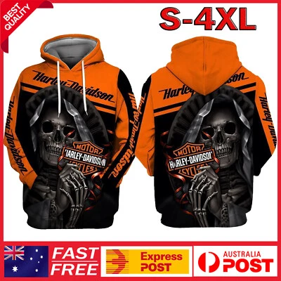 $36.99 • Buy New 3D Skull Harley-Davidson Man Woman Hoodie Sweatshirt Hood Jumper Pullover