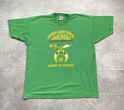Vintage Shriners Logo Shirt Adult 2XL Green Chicago Grand Council Single Stitch • $13.45