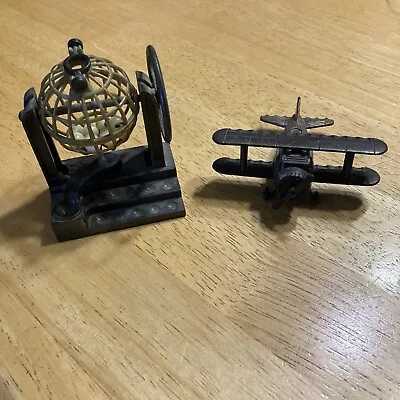 Metal Die Cast Pencil Sharpener Miniature Bingo Ball Cage And Airplane Vintage • $10