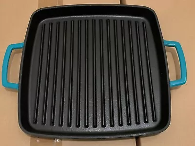 Martha Stewart Collector's Enameled Cast Iron Teal Grill Pan New 10” Heavy Pan • $20