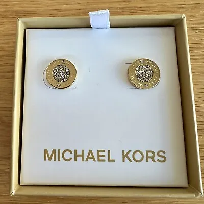 NEW Michael Kors Gold Tone Round Crystal Glitz Stud Earrings • $40.90