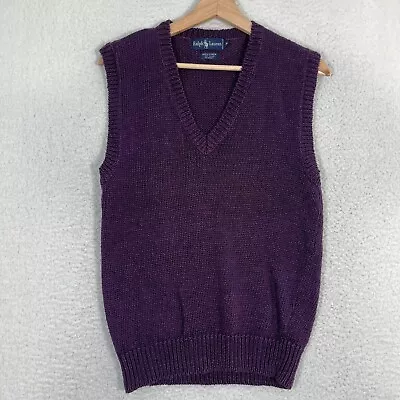 Vintage Polo Ralph Lauren Linen Vest Mens Size Medium Purple Tight Knit Preppy • $33.73