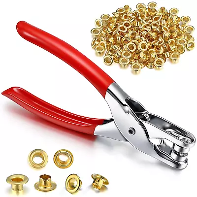 1/4 Inch Grommet Eyelet Plier Set Eyelet Hole Punch Pliers Kit With 300 Metal E • $15.27