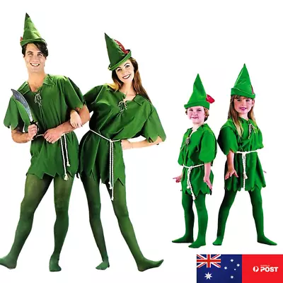 Kid Peter Pan Robin Hood Costume Green Elf Halloween Dress Up Party Boy Girl AU • $28.99