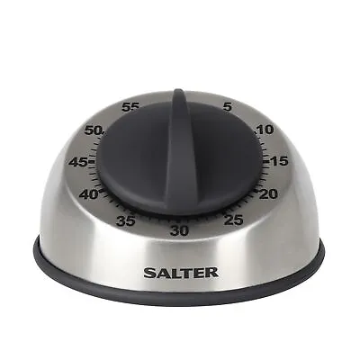 Salter Mechanical Kitchen Timer Stainless Steel 60 Minute Easy Grip Wind Up Dial • £19.99