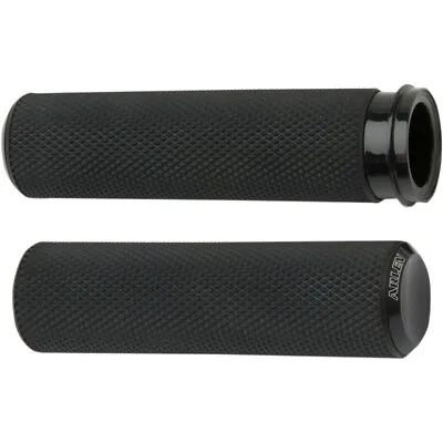 Arlen Ness Fusion Black Knurled Hand Grips Harley Dual Cable Throttle 76-Up • $58.46