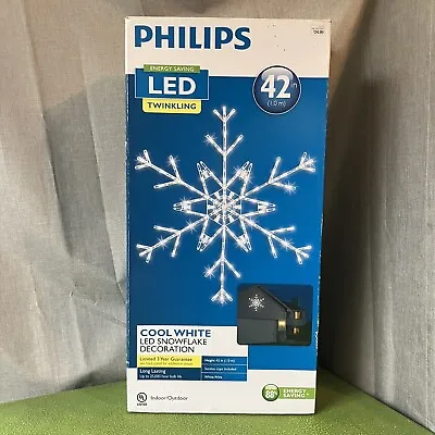 *READ* Huge Philips 42” Hanging LED Snowflake COOL WHITE Twinkling Decoration • $49.99