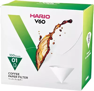 V60 Paper Coffee Filters Size 01 White 100Ct Boxed • $20.95