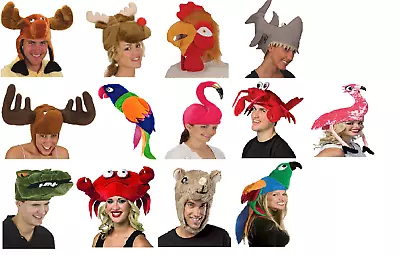 Animal Hats (Choose Your Hat) Plush Squid Moose Reindeer Parrot Alligator • $26.34