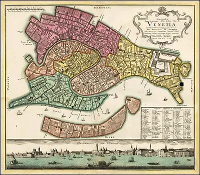 Home Wall Art Print - Vintage Map Poster - DETAILED 1729 VENICE - A2A1A0 • £14.99