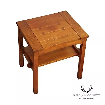 $1195 • Buy Stickley Mission Collection Oak Butterfly Top End Table