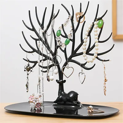 £8.55 • Buy Deer Tree Jewelry Stand Display Rack Portable Necklace Earring Organizer Holder