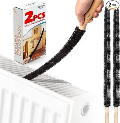 Radiator Cleaner Brush 2 Pack Radiator Duster Long Flexible With Wood Handle • £8.99