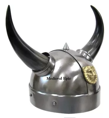 Medieval Knight Steel Viking Warrior Helmet With Horns Sca Larp Christmas Gift • $69