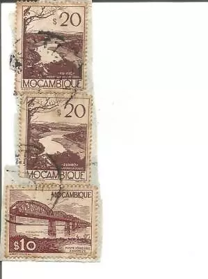 MOZAMBIQUE PORTUGAL 3 STAMPS (10 CENTAVOS + 2 X 20 CENTAVOS) • $0.09