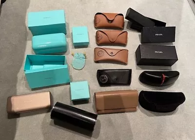 18 X Assortment Genuine Sunglass Cases And Boxes Prada Tiffany Bvlgari • $95