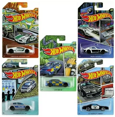 £15.49 • Buy Hot Wheels 1:64 Scale Police Series Die-cast Car - Full Set Of 5 Models