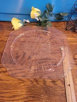 Vintage Jeanette Pink Depression Glass Footed Cake Plate Serving Platter 9.75  • $12