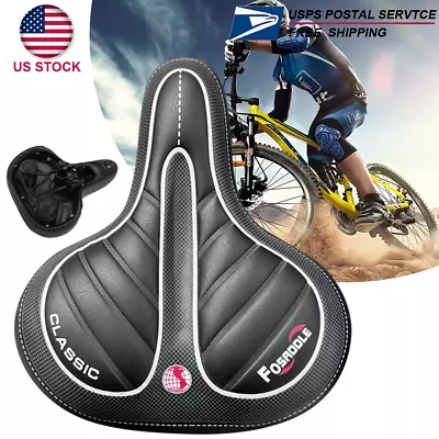 Comfort Wide Big Bum Soft Gel Cruiser Bike Saddle Bicycle Seat Air Cushion Pad • $15.89