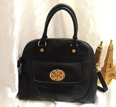 $99 • Buy * EMMA FOX, Leather Soft Luxury Handbag, Black, Clean Inside, Rare Gold Hardware