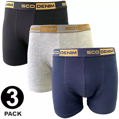 3 Pack Mens Cotton Boxer Shorts Underwear Trunks Multipack Boxers High Quality • £10.99