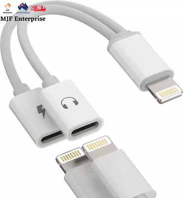 Iphone Headphone Adapter Apple MFI Certified(2In1)Dual Lightning Splitter Dongle • $14.95