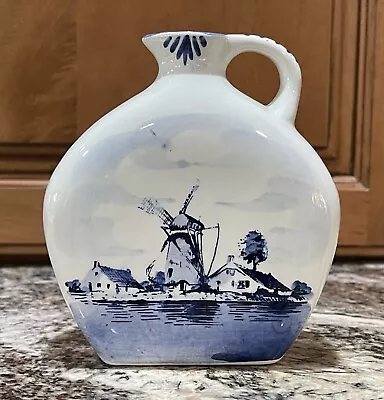 Vintage Blue Delfts Holland Ceramic / Pottery Pitcher Jug Wind Mill And Flowers • $24.99