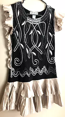 Vintage LAUREN MICHELLE CHA CHA Dress  Black & Tan  Size S • $19.60