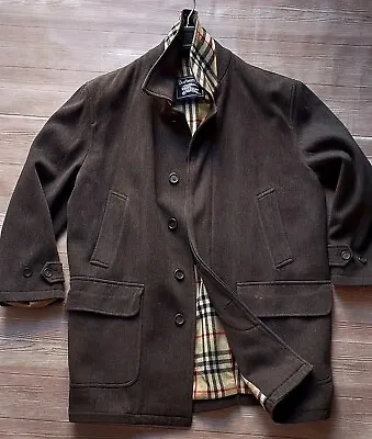 Vintage Burberry Wool Coat Brown Nova Check Size 52  Large • $250