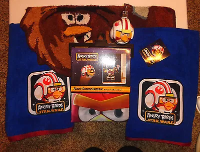 £55.37 • Buy  Angry Birds Star Wars Bath Set Rug Shower Curtain Soap Pump 2 Towels Bathroom