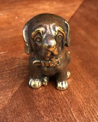 4  Puppy Dog  Bronze Statue Sculpture Vintage Patina Hand Cast • $14.50