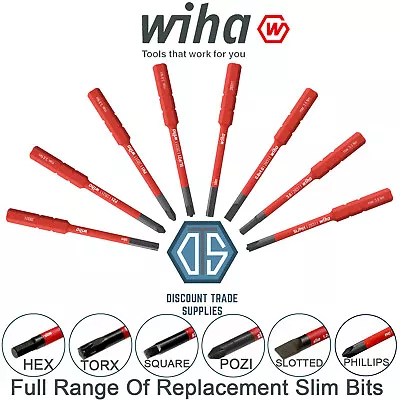 WIHA SlimBit SlimVario VDE SoftFinish Replacement Slim Bits PH1 PZ1 PZ2 TORX HEX • £7.29